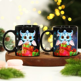 Новый год. Кружка-хамелеон новогодняя керамическая «Лучший твой подарочек», 350 мл, цвет чёрный