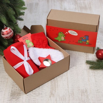 Набор новогодний подарочный "Время подарков" плед и аксессуары