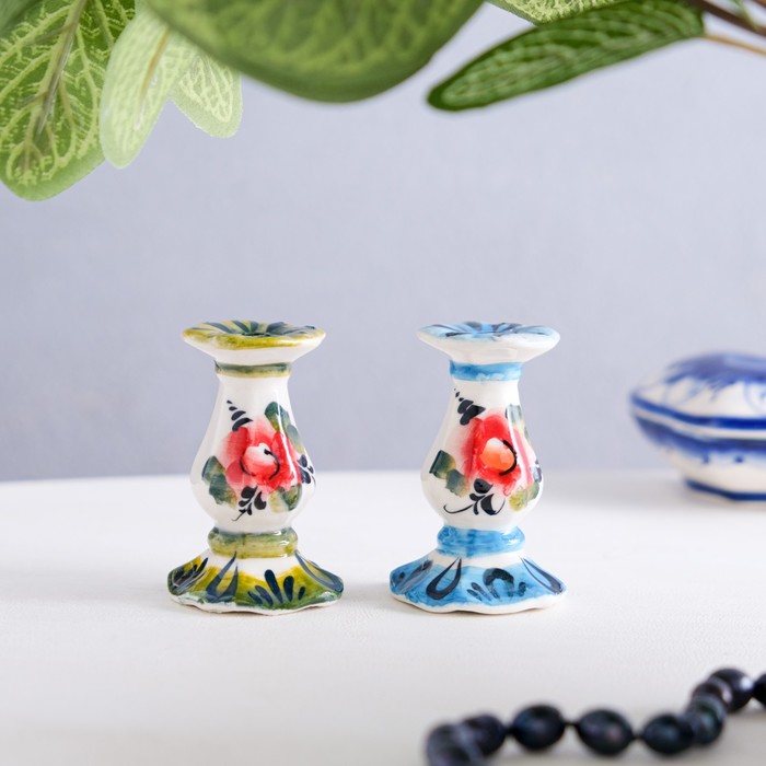 Подсвечник гжель «Церковный», цветной, керамика, - Фото 1