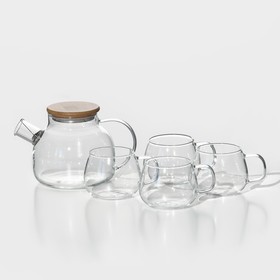 Набор чайный стеклянный BellaTenero «Эко», 5 предметов: чайник 900 мл, 4 кружки 350 мл