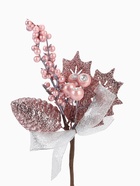 Еловая ветка декоративная «Зимнее волшебство. Восхищение», 21 см, розовый - фото 7621601