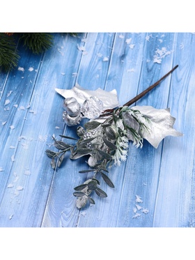 Еловая ветка декоративная «Зимнее волшебство. Грёзы», 19 см