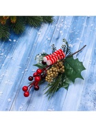 Еловая ветка декоративная «Зимнее волшебство. Грёзы», 19 см - Фото 2