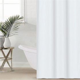 Штора в ванную Этель в полоску цвет белый, 180*200 см, 80гр/м2, 100% п/э