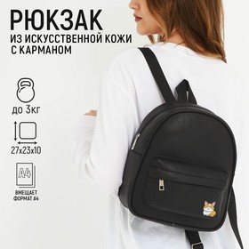 Рюкзак школьный из искусственной кожи с карманом «Корги» 27х23х10 см
