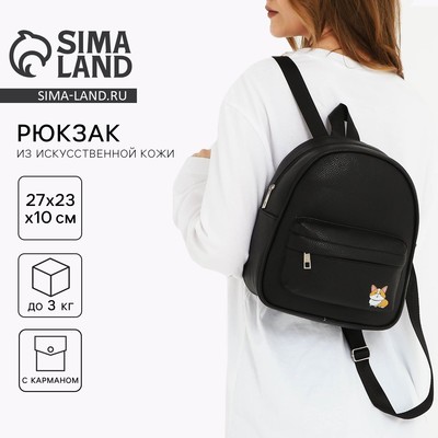 Рюкзак школьный из искусственной кожи с карманом «Корги», 27×23×10 см