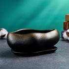 Горшок для для кактусов и суккулентов «Бонсай», 600 мл, 17×14×8 см, керамика, с поддоном, цвет чёрное золото - Фото 3