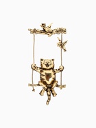 Брошь «Кот на качелях», цвет чернёное золото - Фото 1