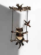 Брошь «Кот на качелях», цвет чернёное золото 9575032