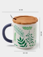 Кружка с ложкой «Гербарий», 350 мл, керамика, белая - Фото 2