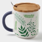 Кружка с ложкой «Гербарий», 350 мл, керамика, белая - Фото 7