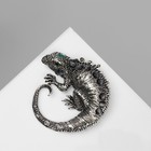 Брошь «Ящерица» игуана, цвет серо-зелёный в чернёном серебре - фото 22952747