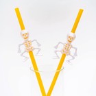 Трубочки для коктейля «Скелет», цвет оранжевый, набор 5 шт. - Фото 2