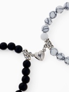 Браслеты парные «Неразлучники» на магните, сердце, чёрно-белые в серебре, d=6 см - Фото 1