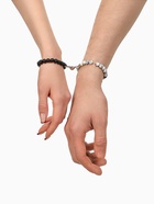 Браслеты парные «Неразлучники» на магните, сердце, чёрно-белые в серебре, d=6 см - Фото 2