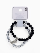 Браслеты парные «Неразлучники» на магните, сердце, чёрно-белые в серебре, d=6 см - Фото 9