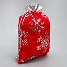 Мешочек подарочный плюш «Мешок Деда Мороза», снежинки, тиснение, 16 × 24 см +/- 1.5 см - Фото 2