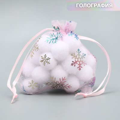 Мешочек подарочный органза «Нежность в Новом Году», голография, органза, 10×12 см ± 1.5 см