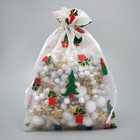 Мешочек подарочный органза «Новогодние подарки», ёлки, 16 × 24 см +/- 1.5 см - фото 11192958