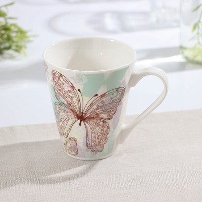Кружка Доляна «Бабочка», 280 мл, фарфор, белая