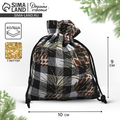 Мешочек подарочный новогодний холща «Шишки», 10×12 см ± 1.5 см