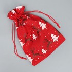 Мешочек подарочный «Новогодний мешочек», олени, 16 х 24 см +/- 1.5 см, Новый год (комплект 4 шт) - фото 23005870