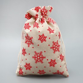 Мешочек подарочный холща «Дарю от всей души», снежинки, холща,16 × 24 см +/- 1.5 см