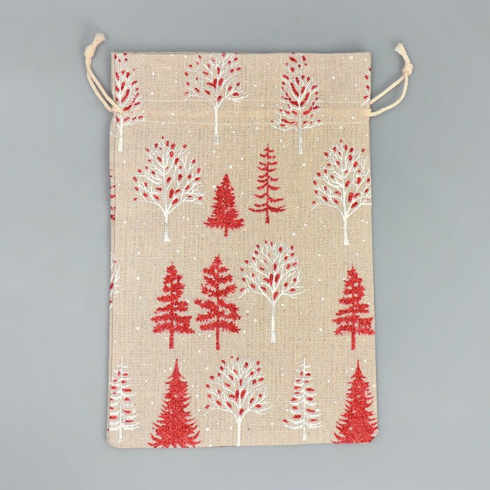 Мешочек подарочный «Новогодний лес», холща, 16 × 24 см +/- 1.5 см