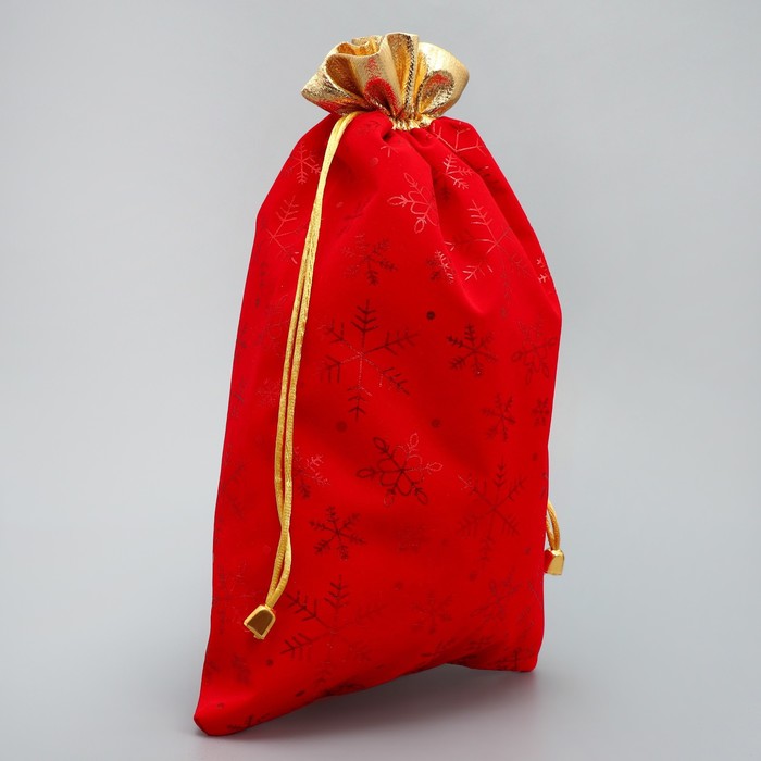 Мешочек подарочный замша «Поздравляю от души», снежинки, тиснение, 20 х 30 см +/- 1.5 см