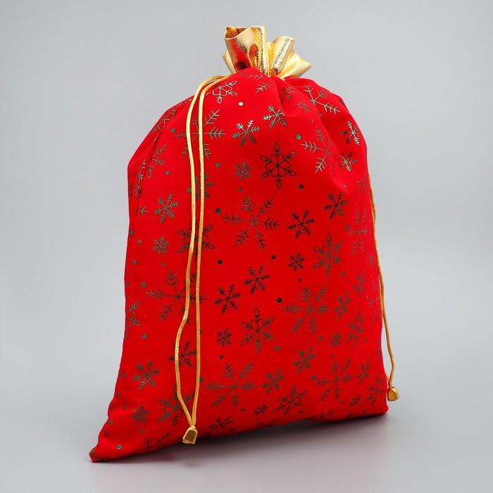 Мешочек подарочный замша «Подарочки», снежинки, тиснение, 30 х 40 см +/- 1.5 см