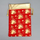 Мешочек подарочный плюш «Золотые фейерверки», колокольчики, тиснение, 16 × 24 см +/- 1.5 см - Фото 5