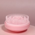 Расчёска массажная, круглая, складная, с зеркалом, d = 7,5 см, в коробке, цвет розовый - фото 8563585