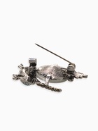 Брошь «Сова круглая», бело-синяя в чернёном серебре - фото 68122327