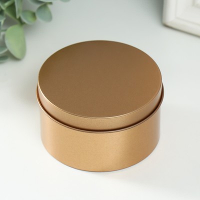 Шкатулка металл под свечу, круглая, металлик, золото 7.5×7.5×4.2 см