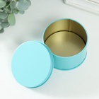 Шкатулка металл под свечу "Круглая" голубой 7,5х7,5х4,5 см - Фото 3