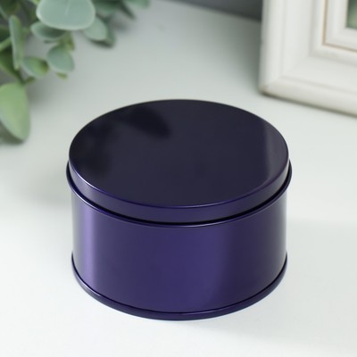 Шкатулка металл под свечу, круглая, глянцевая, фиолетовая, 7.5×7.5×4.5 см