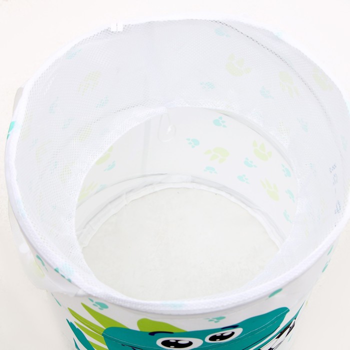 Корзина для хранения игрушек «Дино», 50 х 40 см, белая, зелёная - фото 1904959202