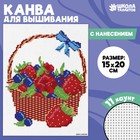 Канва для вышивки крестиком «Корзина с ягодами», 20 х 15 см - Фото 1