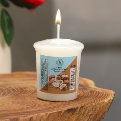Свеча ароматическая Black Coconut, чёрный кокос, 5×4.5 см