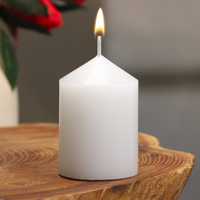 Свеча интерьерная "Столбик", белая, 4х6 см - Фото 1