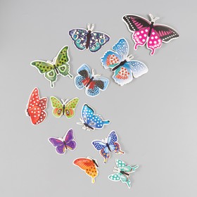 Бабочки картон "Горошек" набор 12 шт h=4-10 см