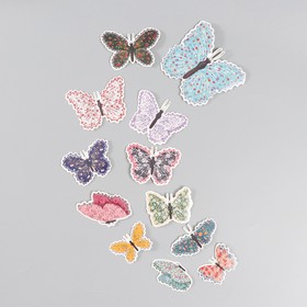Бабочки картон "Цветочки. Ситец" набор 12 шт h=4-10 см