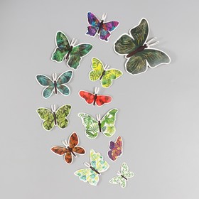 Бабочки картон "Листья" набор 12 шт h=4-10 см
