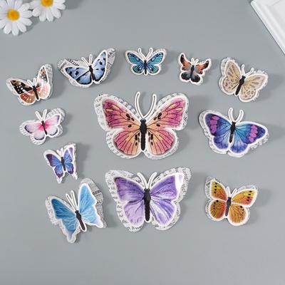 Набор магнитов на холодильник «Газетные», 12 шт., картон, двойные крылья, h=4-10 см