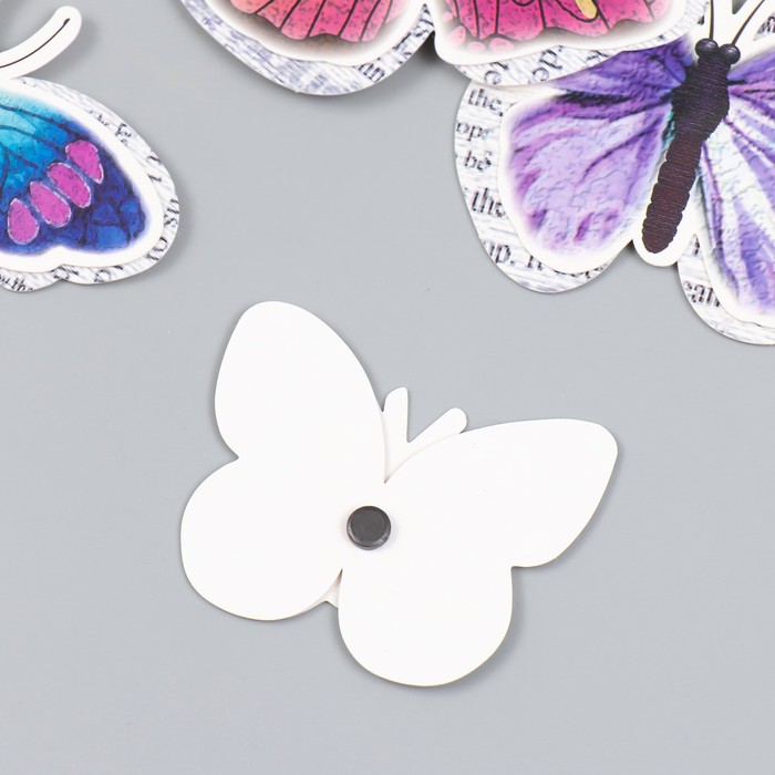 Бабочки картон двойные крылья "Газетные" набор 12 шт h=4-10 см на магните
