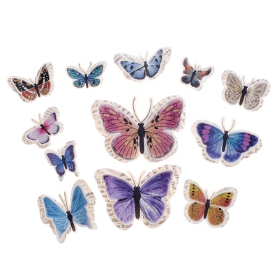 Набор магнитов на холодильник «Газетные», 12 шт., картон, двойные крылья, h=4-10 см