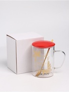 Кружка новогодняя с ложкой и крышкой «Волшебного нового года», 470 мл 9687152