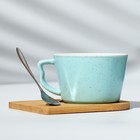 Кружка керамическая на подставке с ложкой «Все сбудется», 230 мл, цвет бежевый - фото 23311128