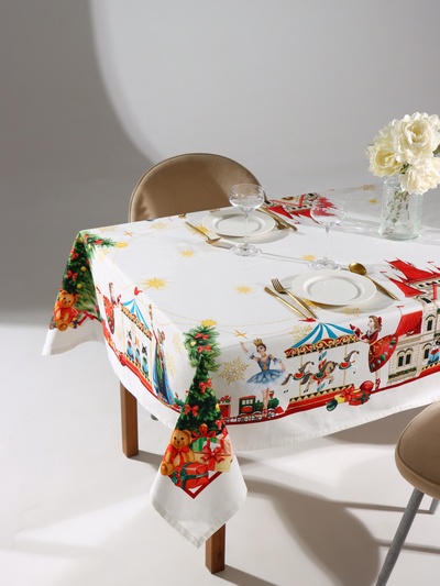 Скатерть новогодняя Этель "Щелкунчик" 150х220 см, с ВГМО, 100% хл, саржа 190 г/м2