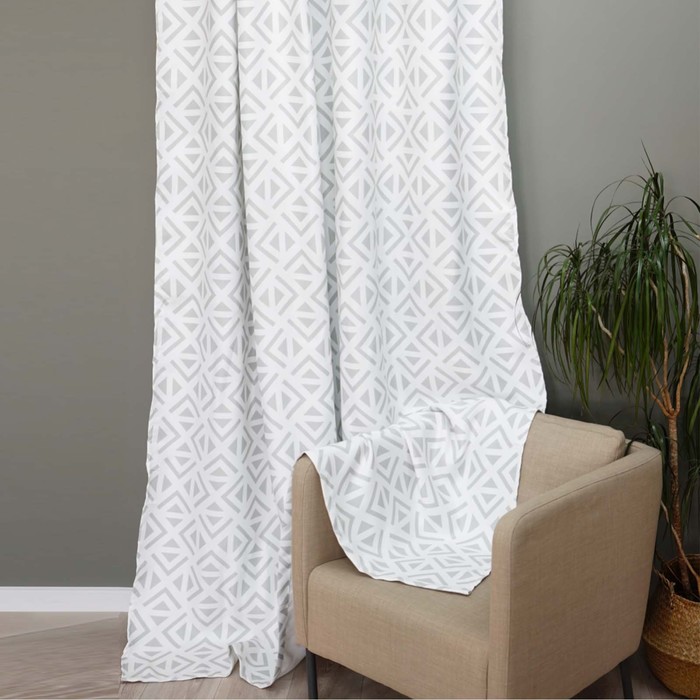 Штора портьерная Witerra Треугольник 135×260 см, серый, блэкаут, пэ100% - Фото 1